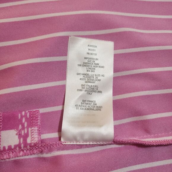 Bob Mackie Wearable Art Womens Button-Up Shirt Size 1X Pink White Lightweight - Picture 8 of 8
